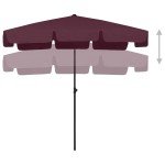 vidaXL Umbrelă de soare de plajă, roșu bordo, 200x125 cm vidaXL Umbrelă de soare de plajă, roșu bordo, 200x125 cm