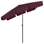 vidaXL Umbrelă de soare de plajă, roșu bordo, 200x125 cm vidaXL Umbrelă de soare de plajă, roșu bordo, 200x125 cm