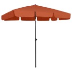 vidaXL Umbrelă de soare de plajă, cărămiziu, 200x125 cm