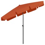 vidaXL Umbrelă de soare de plajă, cărămiziu, 200x125 cm