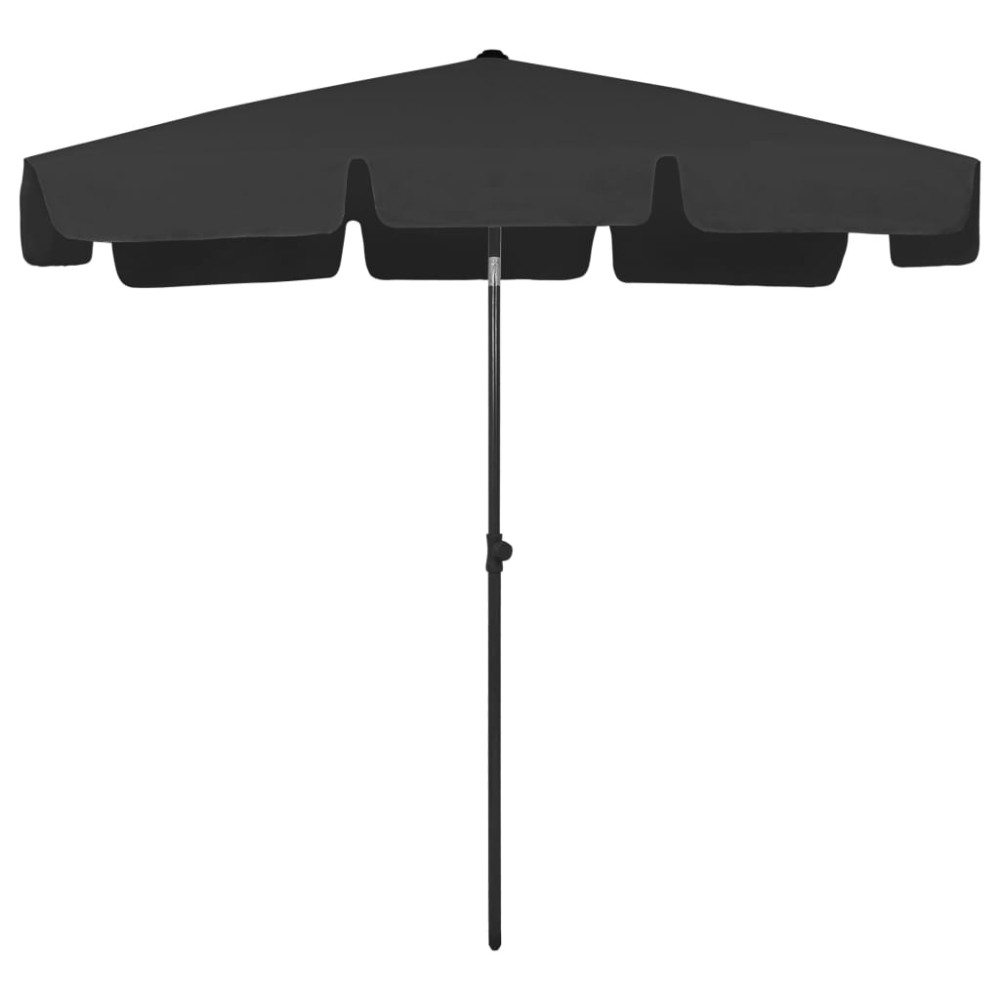 vidaXL Umbrelă de soare de plajă, negru, 200x125 cm
