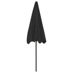 vidaXL Umbrelă de soare de plajă, negru, 200x125 cm