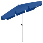 vidaXL Umbrelă de soare de plajă, albastru azuriu, 200x125 cm