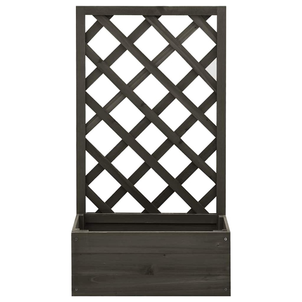 vidaXL Jardinieră cu spalier de grădină, gri, 50x25x90 cm, lemn brad