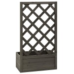 vidaXL Jardinieră cu spalier de grădină, gri, 50x25x90 cm, lemn brad