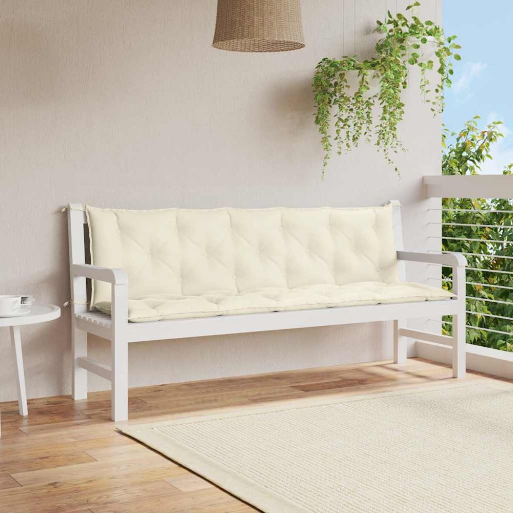 vidaXL Pernă bancă de grădină alb crem, 180x(50+50)x7cm, textil oxford