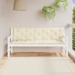 vidaXL Pernă bancă de grădină alb crem, 180x(50+50)x7cm, textil oxford vidaXL Pernă bancă de grădină alb crem, 180x(50+50)x7cm, textil oxford