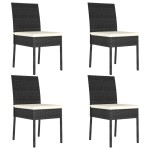 vidaXL Scaune de masă pentru grădină, 4 buc., negru, poliratan vidaXL Scaune de masă pentru grădină, 4 buc., negru, poliratan