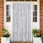 vidaXL Perdea pentru insecte, gri și alb, 118 x 220 cm, chenille vidaXL Perdea pentru insecte, gri și alb, 118 x 220 cm, chenille