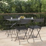 vidaXL Scaune de bistro pliante, 4 buc, negru, poliratan și oțel vidaXL Scaune de bistro pliante, 4 buc, negru, poliratan și oțel