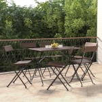 vidaXL Scaune de bistro pliante, 6 buc., maro, poliratan și oțel vidaXL Scaune de bistro pliante, 6 buc., maro, poliratan și oțel