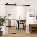 vidaXL Ușă glisantă cu set feronerie, 76x205 cm, sticlă ESG/aluminiu vidaXL Ușă glisantă cu set feronerie, 76x205 cm, sticlă ESG/aluminiu