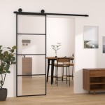 vidaXL Ușă glisantă cu set feronerie, 76x205 cm, sticlă ESG/aluminiu vidaXL Ușă glisantă cu set feronerie, 76x205 cm, sticlă ESG/aluminiu