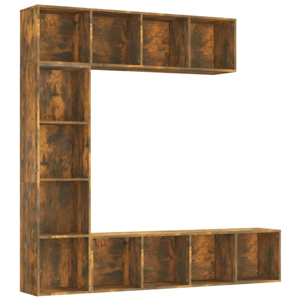 vidaXL Set dulap TV/cărți, 3 piese, stejar afumat, 180x30x180 cm