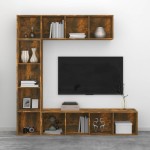 vidaXL Set dulap TV/cărți, 3 piese, stejar afumat, 180x30x180 cm vidaXL Set dulap TV/cărți, 3 piese, stejar afumat, 180x30x180 cm