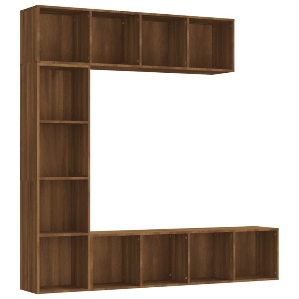 vidaXL Set dulap TV/cărți, 3 piese, stejar maro, 180x30x180 cm