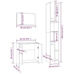 vidaXL Set mobilier de baie, 3 piese, stejar fumuriu, lemn prelucrat