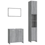 vidaXL Set mobilier de baie, 3 piese, gri sonoma, lemn prelucrat vidaXL Set mobilier de baie, 3 piese, gri sonoma, lemn prelucrat