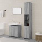 vidaXL Set mobilier de baie, 3 piese, gri sonoma, lemn prelucrat vidaXL Set mobilier de baie, 3 piese, gri sonoma, lemn prelucrat