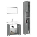vidaXL Set mobilier de baie, 3 piese, gri sonoma, lemn prelucrat vidaXL Set mobilier de baie, 3 piese, gri sonoma, lemn prelucrat