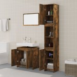 vidaXL Set mobilier de baie, 3 piese, stejar fumuriu, lemn prelucrat vidaXL Set mobilier de baie, 3 piese, stejar fumuriu, lemn prelucrat
