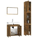 vidaXL Set mobilier de baie, 3 piese, stejar fumuriu, lemn prelucrat vidaXL Set mobilier de baie, 3 piese, stejar fumuriu, lemn prelucrat