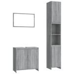 vidaXL Set mobilier de baie, 3 piese, gri sonoma, lemn prelucrat vidaXL Set mobilier de baie, 3 piese, gri sonoma, lemn prelucrat