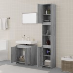vidaXL Set mobilier de baie, 3 piese, gri sonoma, lemn prelucrat vidaXL Set mobilier de baie, 3 piese, gri sonoma, lemn prelucrat