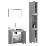 vidaXL Set mobilier de baie, 3 piese, gri sonoma, lemn prelucrat vidaXL Set mobilier de baie, 3 piese, gri sonoma, lemn prelucrat