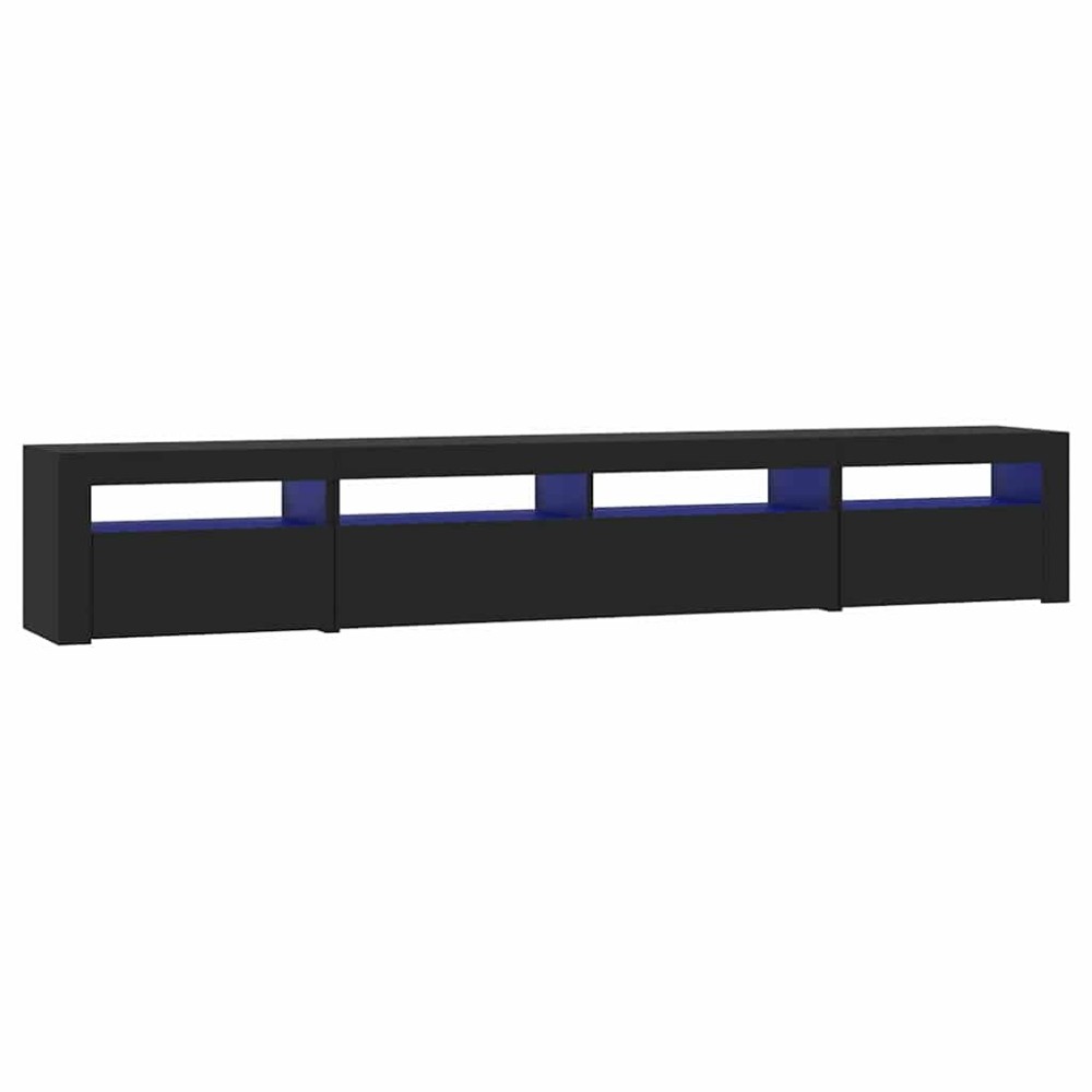 vidaXL Comodă TV cu lumini LED, negru, 240x35x40cm