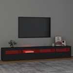 vidaXL Comodă TV cu lumini LED, negru, 240x35x40cm