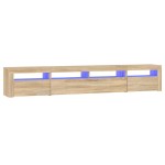 vidaXL Comodă TV cu lumini LED, stejar sonoma, 240x35x40cm