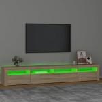 vidaXL Comodă TV cu lumini LED, stejar sonoma, 240x35x40cm