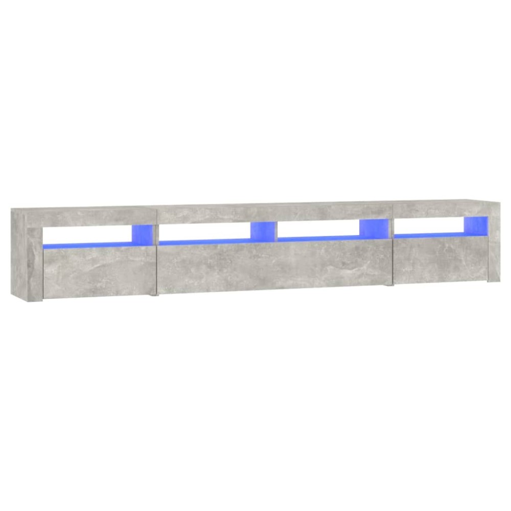 vidaXL Comodă TV cu lumini LED, gri beton, 240x35x40 cm
