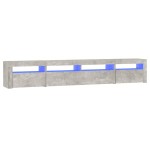 vidaXL Comodă TV cu lumini LED, gri beton, 240x35x40 cm vidaXL Comodă TV cu lumini LED, gri beton, 240x35x40 cm