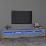 vidaXL Comodă TV cu lumini LED, gri beton, 240x35x40 cm vidaXL Comodă TV cu lumini LED, gri beton, 240x35x40 cm
