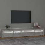 vidaXL Comodă TV cu lumini LED, gri beton, 240x35x40 cm vidaXL Comodă TV cu lumini LED, gri beton, 240x35x40 cm