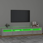 vidaXL Comodă TV cu lumini LED, gri beton, 240x35x40 cm vidaXL Comodă TV cu lumini LED, gri beton, 240x35x40 cm