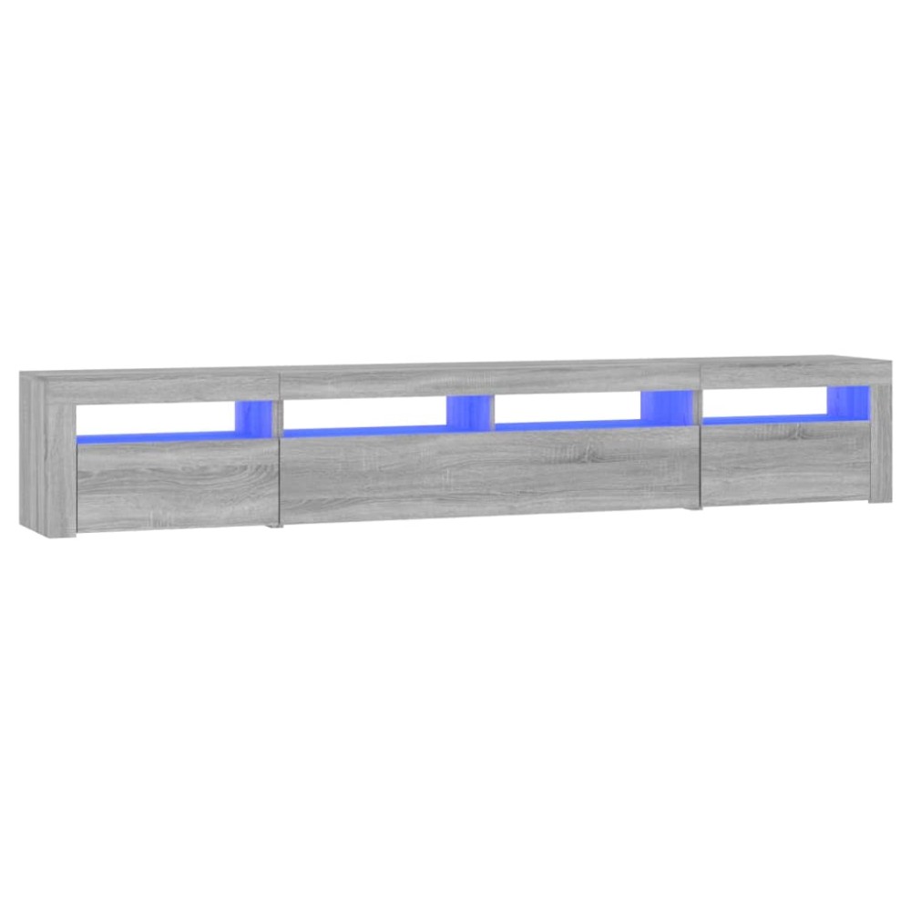 vidaXL Comodă TV cu lumini LED, gri sonoma, 240x35x40cm
