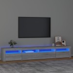 vidaXL Comodă TV cu lumini LED, gri sonoma, 240x35x40cm vidaXL Comodă TV cu lumini LED, gri sonoma, 240x35x40cm