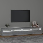 vidaXL Comodă TV cu lumini LED, gri sonoma, 240x35x40cm vidaXL Comodă TV cu lumini LED, gri sonoma, 240x35x40cm