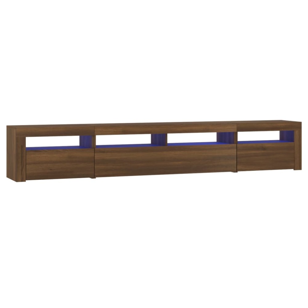 vidaXL Comodă TV cu lumini LED, stejar maro, 240x35x40 cm