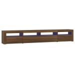 vidaXL Comodă TV cu lumini LED, stejar maro, 240x35x40 cm