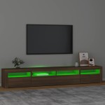 vidaXL Comodă TV cu lumini LED, stejar maro, 240x35x40 cm