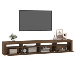 vidaXL Comodă TV cu lumini LED, stejar maro, 240x35x40 cm