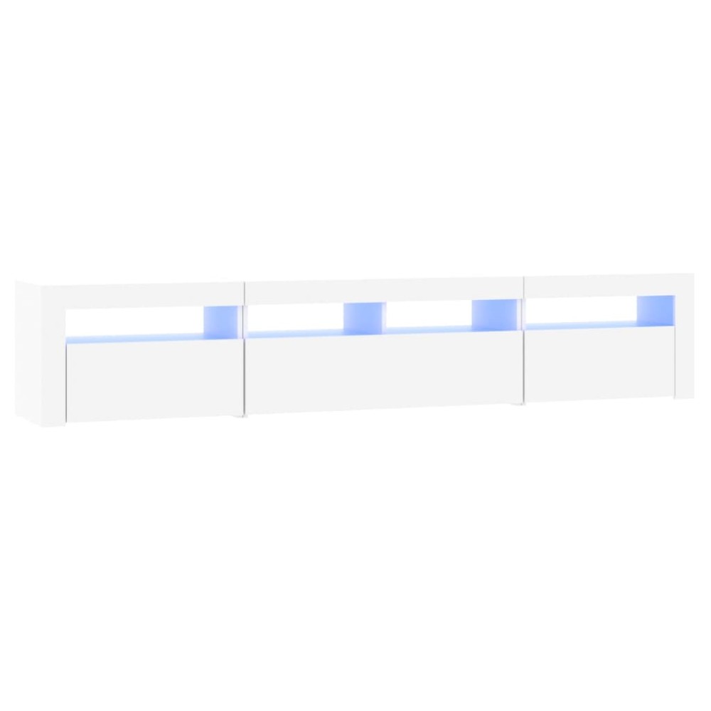 vidaXL Dulap TV cu lumini LED, alb, 210x35x40 cm