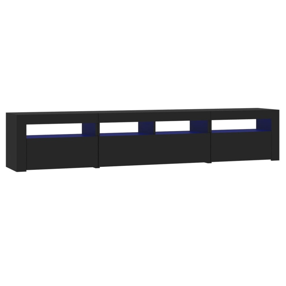 vidaXL Dulap TV cu lumini LED, negru, 210x35x40 cm
