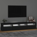 vidaXL Dulap TV cu lumini LED, negru, 210x35x40 cm vidaXL Dulap TV cu lumini LED, negru, 210x35x40 cm
