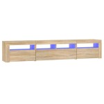 vidaXL Comodă TV cu lumini LED, stejar sonoma, 210x35x40 cm