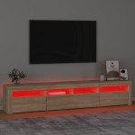 vidaXL Comodă TV cu lumini LED, stejar sonoma, 210x35x40 cm